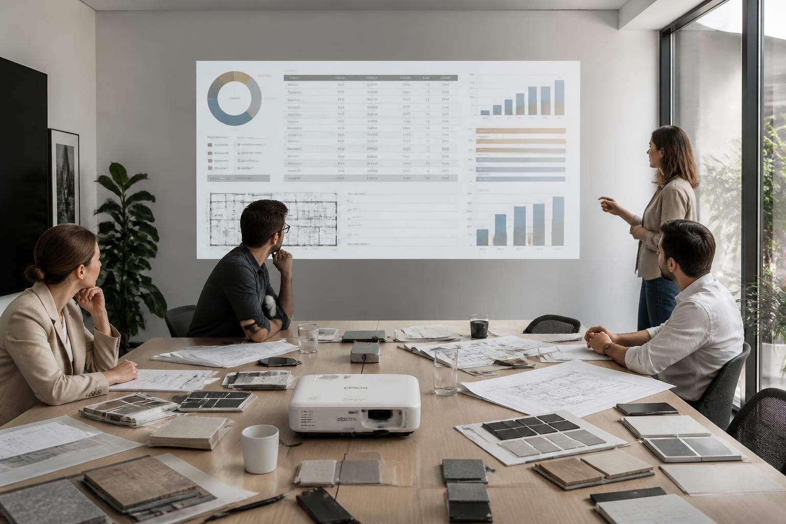optimisez votre budget travaux de rénovation grâce à la projection claire et lisible de votre projet via vidéoprojecteur epson.