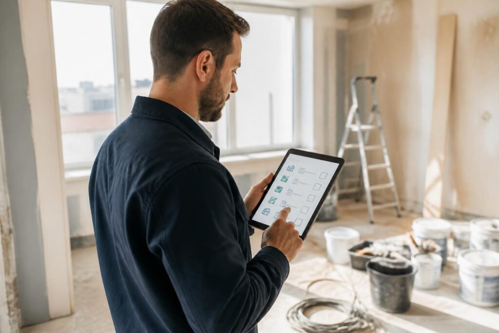 découvrez notre check-list pratique pour les visites de biens et le suivi des travaux, spécialement conçue pour les marchands de biens utilisant une tablette windows.