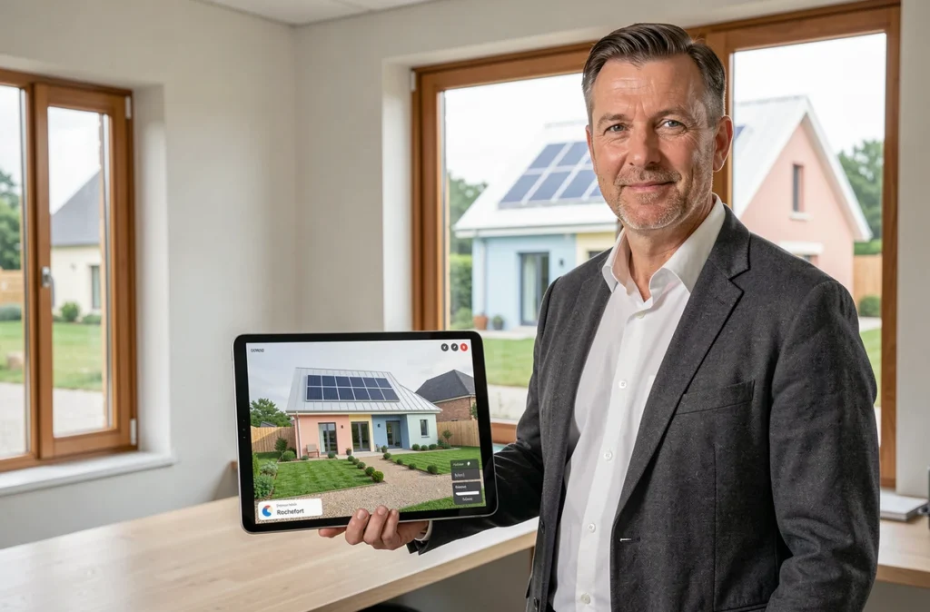 Architecte Innov'Atlantique Constru présentant une maison écoénergétique près de Rochefort
