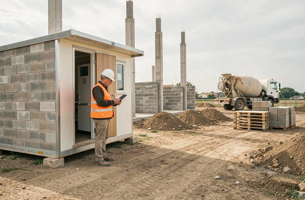 Chef de chantier SCMG supervisant la construction d'une maison individuelle dans l'Hérault